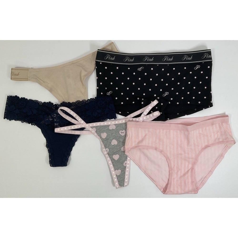 NWT Lot 5 Pairs PINK & Victoria's Secret Boy Shorts Hip Hugger Thong Panties XS